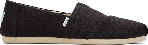 Vista 2 de TOMS Zapatos clásicos de lona para mujer, Lona negra de algodón reciclado, 7