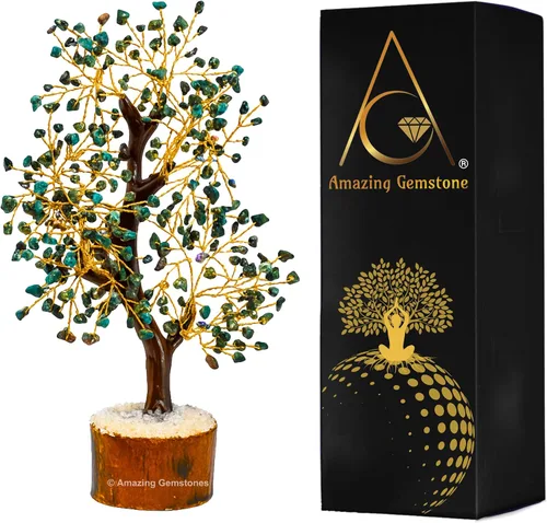 Vista 11 de Árbol de la vida con múltiples piedras preciosas naturales curativas de primera calidad, bonsái de Feng Shui, para decoración del hogar y la oficina