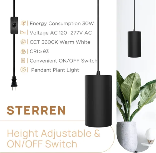 Vista 2 de STERREN Luz de Cultivo para Plantas, Lámpara Colgante LED para Plantas de Interior, Luces de Crecimiento de Espectro Completo con Cable