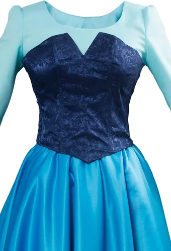 Vista 4 de SIDNOR Women Girls Ariel Cosplay Dresses Costume Princess Party Outfit Ball Gown Uniform Blue