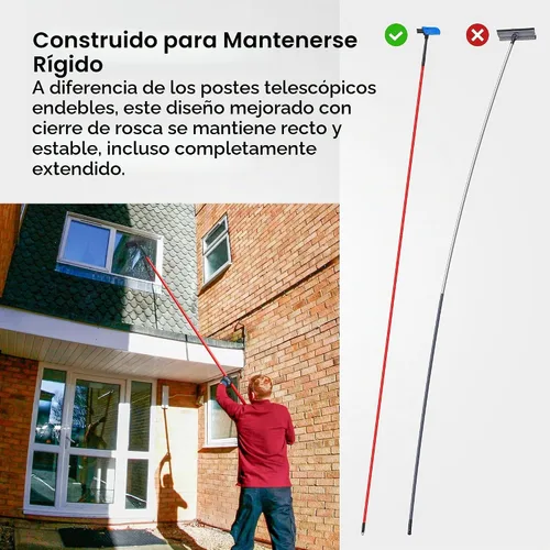 Vista 4 de Tyroler - Escobilla de ventana con poste de extensión de 1-12.5 pies