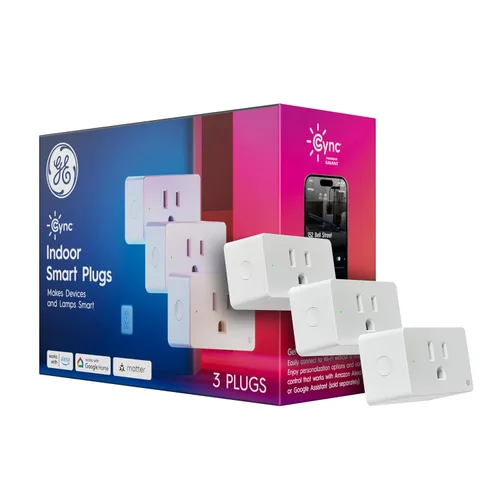 Vista 9 de GE Cync Enchufe inteligente interior, control de tomacorriente inteligente, enchufe de salida WiFi, compatible con Matter, funciona con Alexa