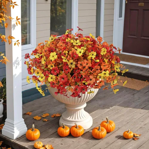 Vista 3 de Flores de otoño artificiales para decoración, flores de otoño