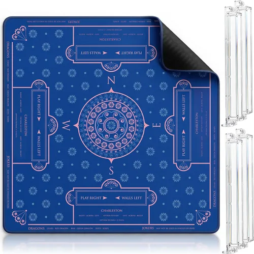 Vista 9 de American Mahjong Mat and Racks Set: 31.5" x 31.5" Neopreno impermeable Ciervo azul