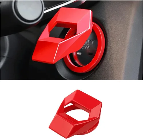 Vista 7 de Cubierta para botón de arranque/parada del motor, control de potencia de coche de aleación de zinc de fibra de carbono, cubierta protectora