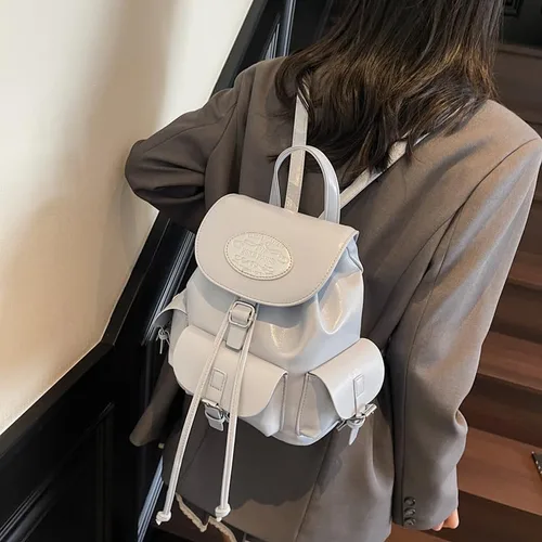 Vista 2 de Linda mochila estética bolsa de hombro - Mochila Kawaii Mini Mochila Daypack Coquette Harajuku Cutecore Bookbag Monedero, Beige, Mediana, Linda