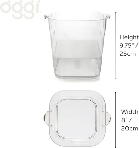 Vista 5 de OGGI Cubo de Hielo Cuadrado de Acrílico - Enfriador de Bebidas Transparente con Asas, Enfriador de Vinos, Enfriador de Cervezas, Cubos de Bebidas