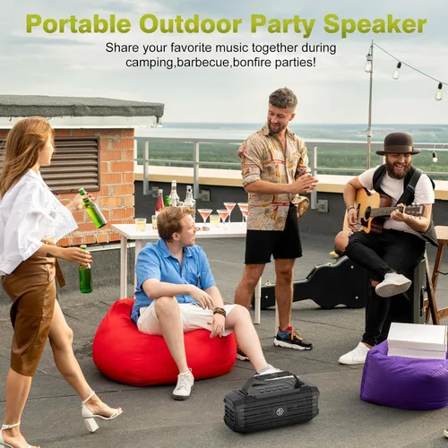 Vista 6 de Altavoz Bluetooth de 120W Pico 80W Portátil Inalámbrico Hi-Fi Fuerte para Exteriores IPX6 Impermeable Altavoces Grandes para Fiestas con Graves