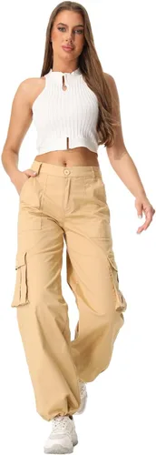 Vista 9 de XNMAYA Pantalones cargo para mujer, de secado rápido, informales, militares, militares, camuflaje, combate, trabajo, pantalones casuales