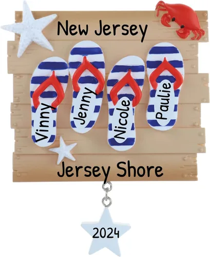 Vista 6 de Adorno personalizado para parejas 2024 – Adorno de chanclas, regalos para parejas, adornos de Navidad para parejas, playa, boda, playa, adornos