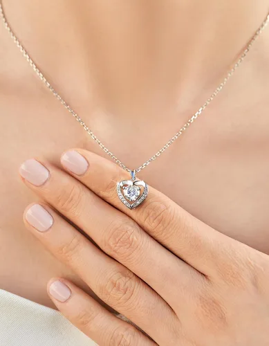Vista 9 de MomentWish Collar de corazón para mujer, moissanita, diamante de imitación, plata de ley 925