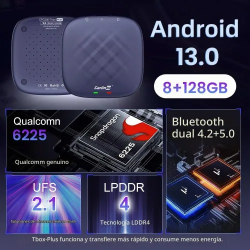 Vista 2 de Carlinkit Android 13.0 CarPlay AI Box Adapter, 8GB+128GB Adaptador