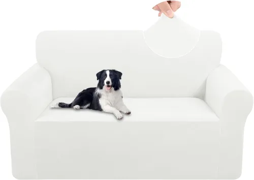 Vista 32 de U-NICE HOME Fundas de terciopelo para sofá, fundas elásticas para sofá de 3 cojines, protector de muebles (XL, grande, beige)