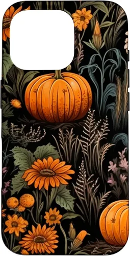 Vista 20 de iPhone 16 Autumn Flower Fall Halloween Spooky Pumpkin Floral Themed Case
