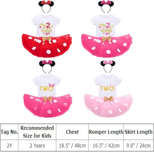 Vista 7 de Traje de bebé para primer cumplaños, de lunares, falda de tutú, diadema de orejas de ratón, traje perfecto para sesión de fotos