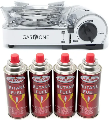 Vista 4 de GasOne - Estufa de gas portátil de butano para campamento con estuche de transporte