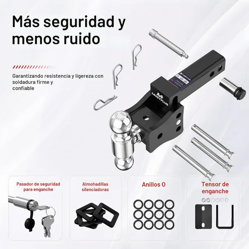 Vista 3 de MOSTPLUS Enganche de remolque, receptor de 2 pulgadas, montaje de bola doble con bolas de 2 pulgadas y 2-5/16 pulgadas, 8,000-20,000 libras GTW