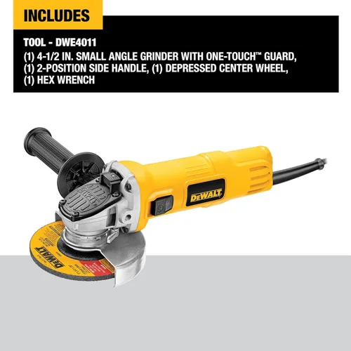 Vista 2 de Moledora angular pequeña DEWALT DWE4011 con protección One-Touch de 4-1/2 pulgadas