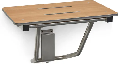 Vista 13 de Asiento de ducha plegable de montaje en pared negro de 32" x 15", compatible con ADA