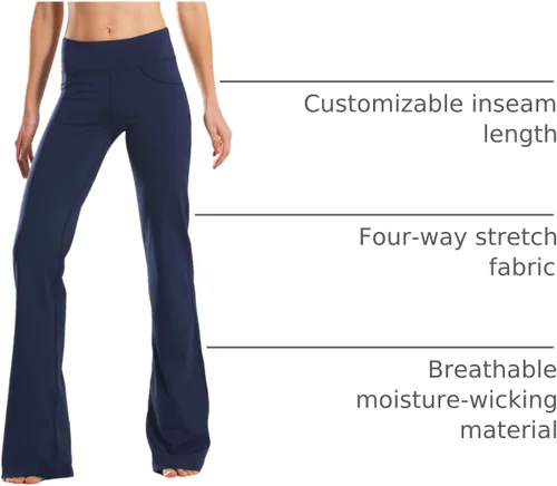 Vista 91 de Safort Pantalones de yoga con entrepierna de 28" 30" 32" 34"más amplios en la parte inferior para botas altas, 4 bolsillos, UPF50+