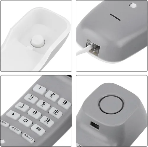 Vista 9 de Teléfono fijo, teléfono con cable de montaje en pared, teléfono con botón grande para personas mayores, teléfono fijo de escritorio para el hogar