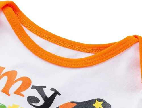 Vista 3 de FANCYINN Trajes de Halloween para niñas pequeñas overol de manga corta con tutú de encaje 4 piezas