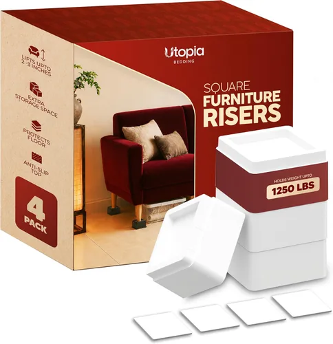 Vista 6 de Utopia Bedding Elevadores de Cama de 2 Pulgadas - Paquete de 4 - Elevadores de Muebles con Espuma Antideslizante y Almohadilla de Goma - Elevadores
