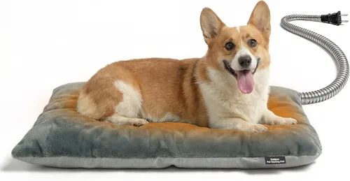 Vista 9 de Almohadilla térmica para mascotas para gatos y perros pequeños, cama climatizada impermeable con control automático de temperatura y cable