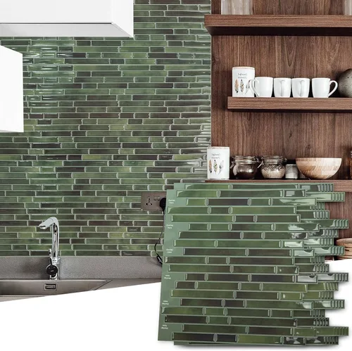 Vista 11 de Art3d - Vinilo adhesivo para pared, diseño de azulejos y ladrillos, antisalpicaduras, para la cocina, diseño de mármol azul, despegar y pegar