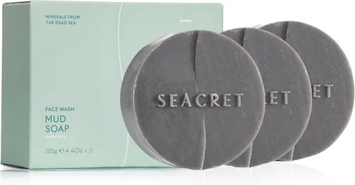 Vista 10 de SEACRET Dead Sea Mud Soap Bar - Deep Pore Purifying & Refining Facial Cleanser with Minerals and Witch Hazel, Natural Spa Bar for Normal to Oily