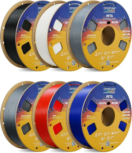 Vista 24 de OVERTURE - Filamento PETG de 1/16 de pulgada (1.75 mm) para impresora 3D y FDM, bien enrollado, duradero, carrete de 4.4 libras, dureza firme