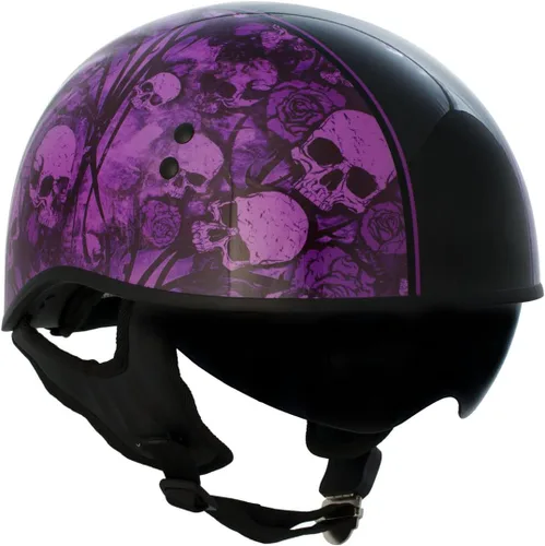 Vista 5 de Hot Leathers HLD1039 - Ramo de calaveras moradas y negro brillante avanzado DOT, unisex, con visera abatible, talla L