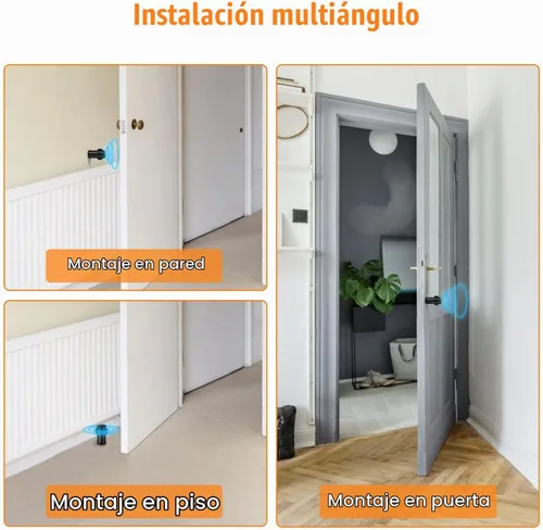 Vista 5 de Tope de puerta de piso de 2.5 pulgadas, cilíndrico negro, topes de puerta de goma modernos comerciales decorativos para puerta, protector de pared