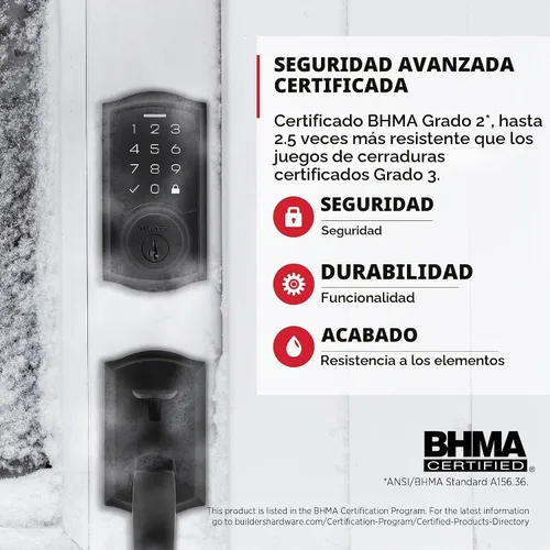 Vista 4 de Kwikset SmartCode 270 - Cerradura de puerta con teclado táctil electrónico sin llave y cerradura de seguridad con auto-bloqueo, códigos de usuario
