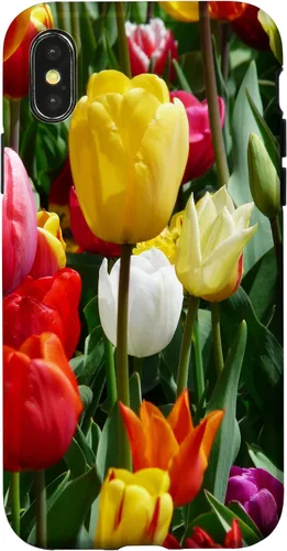 Vista 5 de Funda botánica para iPhone 17 con flores coloridas y tulipanes para amantes de las plantas