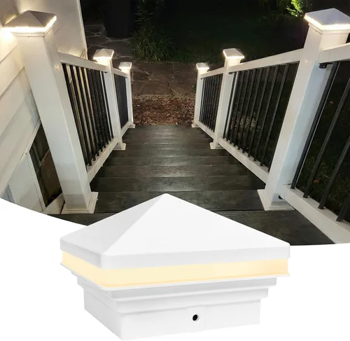 Vista 9 de GKOLED Luz de poste de tapa plana, 9-15V AC/DC 3W IP65 impermeable para exteriores, iluminación de cubierta LED de 2700K para postes de 3.5x3.5 4x4
