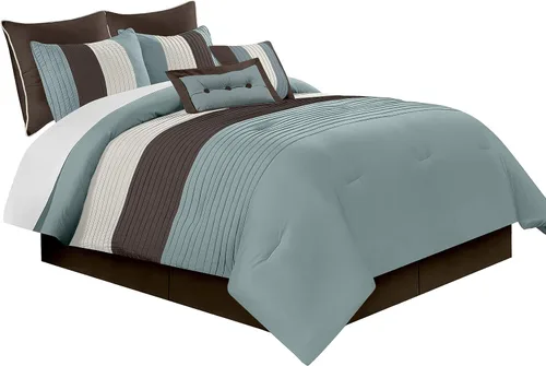 Vista 22 de Chezmoi Collection Loft - Juego de edredón de lujo a rayas de 6 piezas (tamaño individual, negro/gris/blanco)