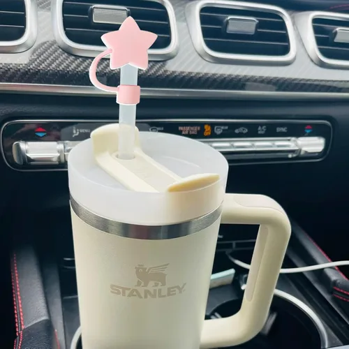 Vista 5 de 2 fundas de popote compatibles con vasos Stanley de 40/30 onzas, protectores reutilizables de silicona para popotes de 0.4 pulgadas/0.394 in