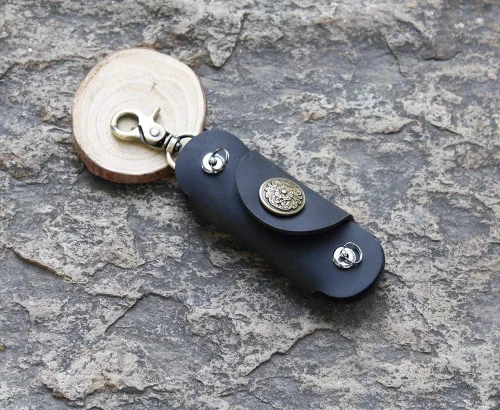 Vista 8 de Handmade Thick Cowhide Hook Small Key Bag Keycases key organizer Vintage