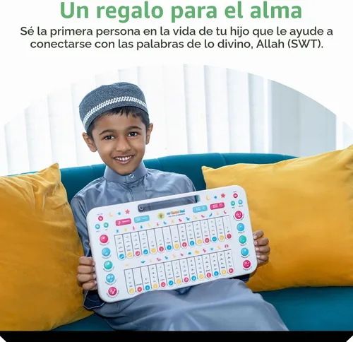Vista 6 de My Salah Mat - Juguetes islámicos para niños - My Quran Pad - Juguete educativo para enseñar el alfabeto árabe para niños con palabras diarias
