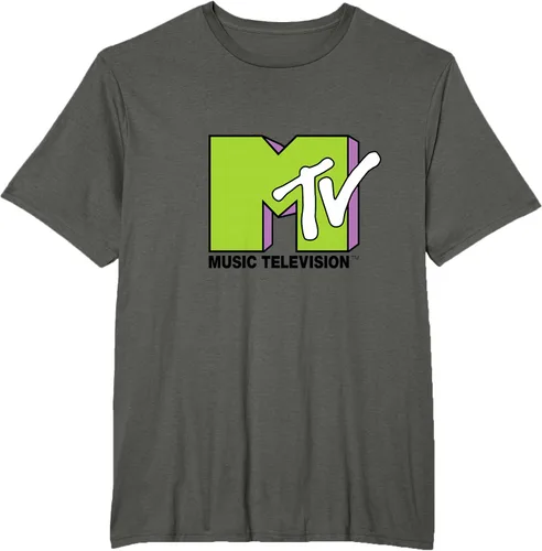 Vista 4 de Camiseta de tratamiento de relleno con logotipo MTV verde lima y morado, Negro, S Azul Marino