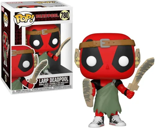 Vista 2 de POP Marvel: Deadpool 30th - Figura de vinilo Larping Deadpool Funko (con funda protectora de caja compatible), multicolor, 3.75 pulgadas