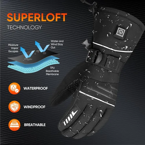 Vista 4 de Heated Gloves for Men Women Rechargeable Electric Gloves Negro/Plata