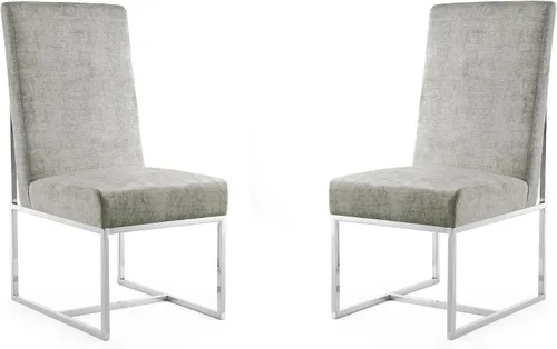 Vista 11 de Manhattan Comfort Element Modern - Juego de 1 sillas de comedor de terciopelo con espuma de alta densidad, marco de acero inoxidable con acabado