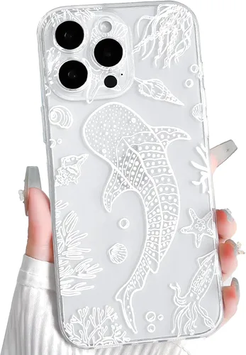 Vista 31 de NITITOP Funda para iPhone 13 Clear Sea Animal - Pez negro Pescado Negro