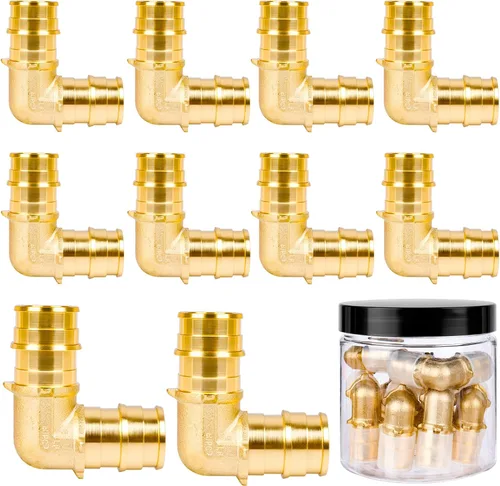Vista 16 de PEX-A - Paquete combinado de accesorios de expansión – 1/2 pulgada en T y codo, paquete de 10 (5 T + 5 codos), latón sin plomo, compatible