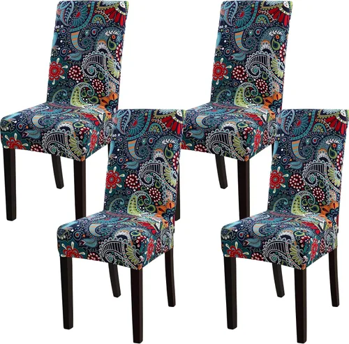 Vista 10 de Fundas para silla de comedor Yisun, fundas elásticas para silla de comedor, funda protectora para silla de comedor, mezcla de poliéster, Beige