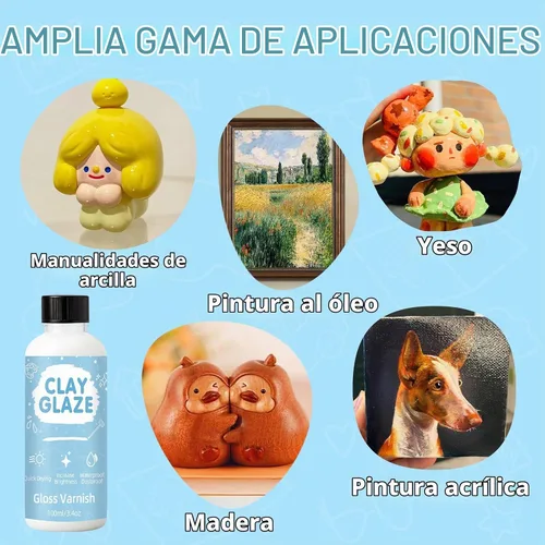Vista 5 de Esmalte de arcilla seca al aire de 3.4 fl oz, barniz de arcilla para mejorar el brillo de la arcilla