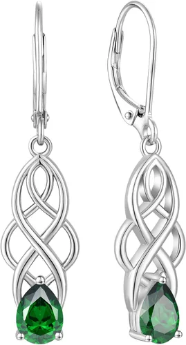 Vista 10 de Sterling Silver Celtic Knot Earrings for Women Birthstone Jewelry 02-Amatista-Febrero