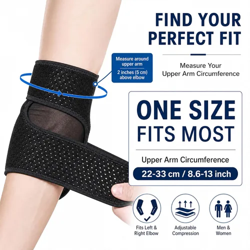 Vista 5 de Codera ajustable para hombres y mujeres, alivio instantáneo del dolor para codo de tenis, codo de golfista, tendinitis y artritis, soporte avanzado